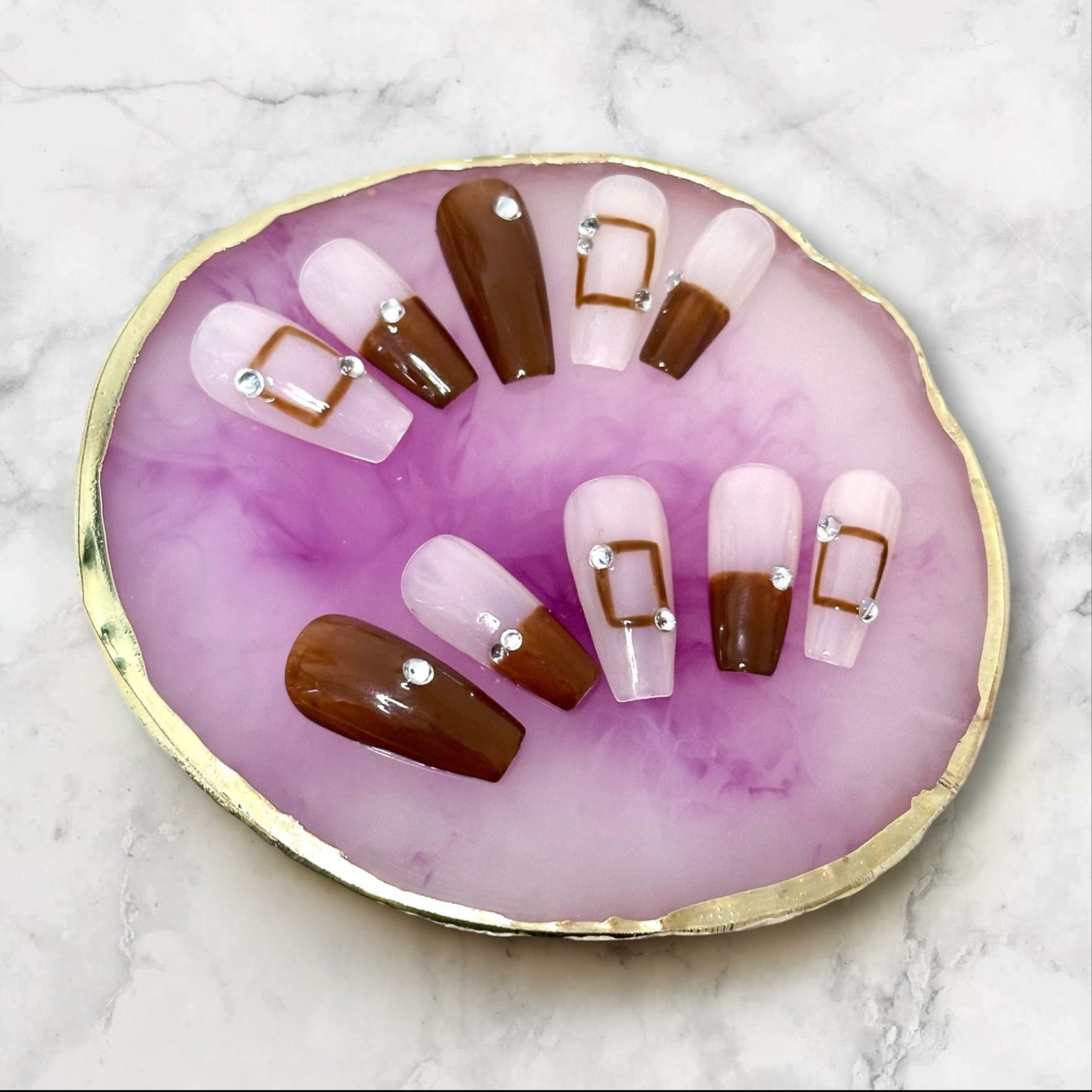 Mocha Mosaic Press-on Nails